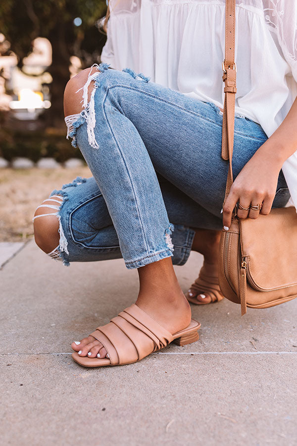 The Chrissi Faux Leather Sandal In Tan Impressions Online Boutique