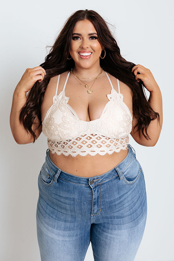 Writing Love Notes Crochet Bralette In Cream Curves • Impressions Online  Boutique