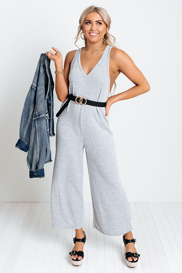 Language Of Love Knit Jumpsuit In Grey • Impressions Online Boutique