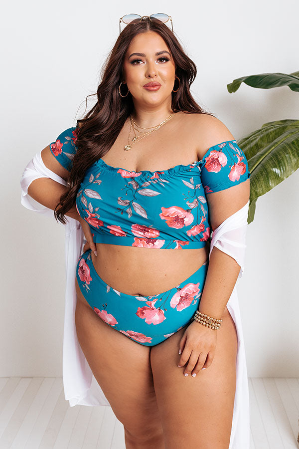 Secret Beach Floral Bikini Top in Ocean Blue Curves • Impressions