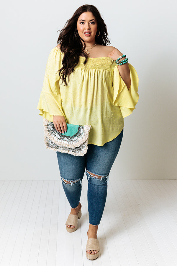 Countryside Charm Off Shoulder Shift Top in Yellow Curves • Impressions ...