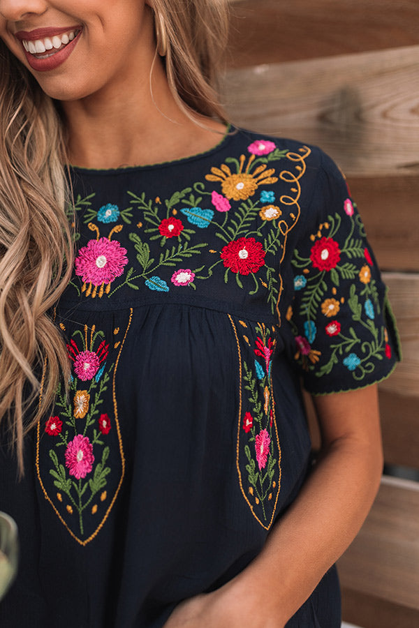 Cabana Bound Embroidered Top In Navy • Impressions Online Boutique