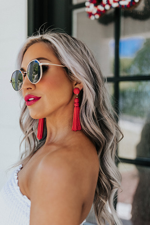 It's A Vibe Beaded Earrings In Red