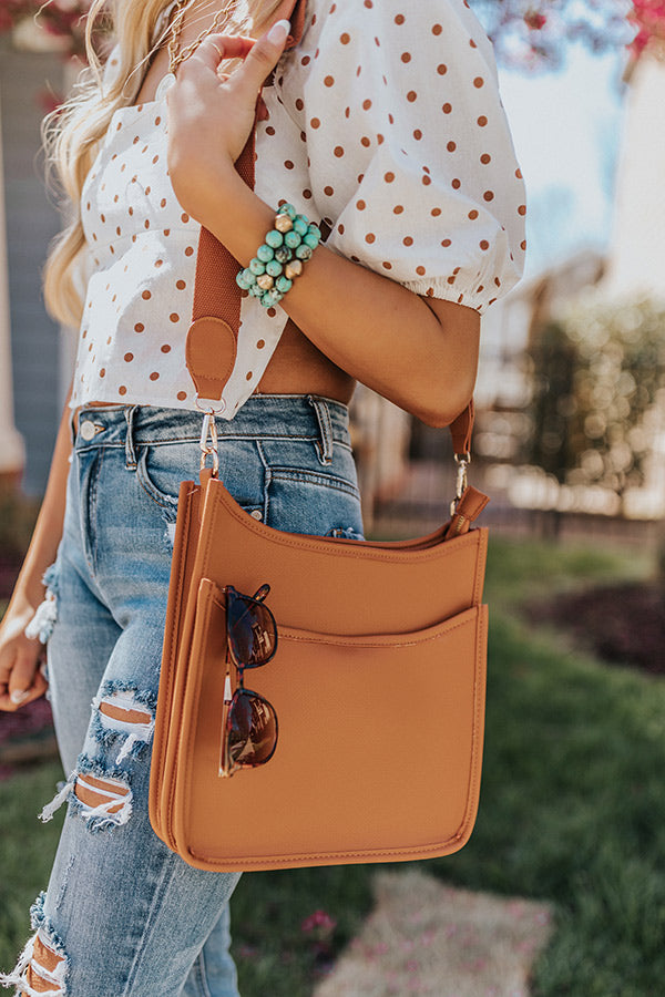 River Bend Faux Leather Crossbody In Camel