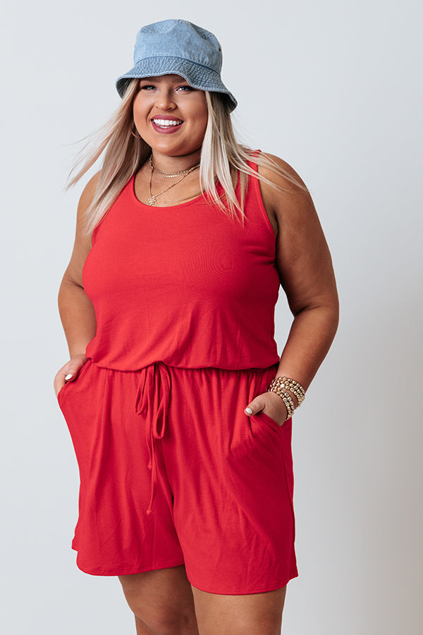 Plus Size Red Romper Jumpsuit