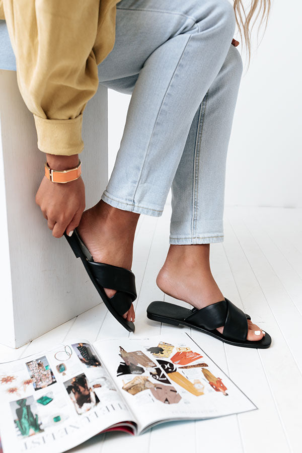 The Juanita Faux Leather Sandal In Black • Online Boutique