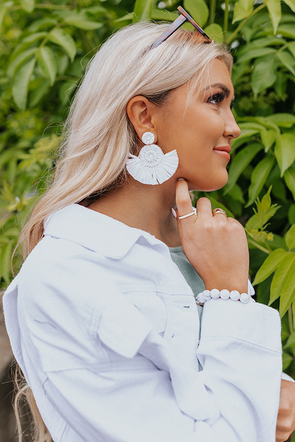 Vacay Mode Fan Earrings In White