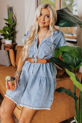 Denim Dress Outfit w. Belt for Women