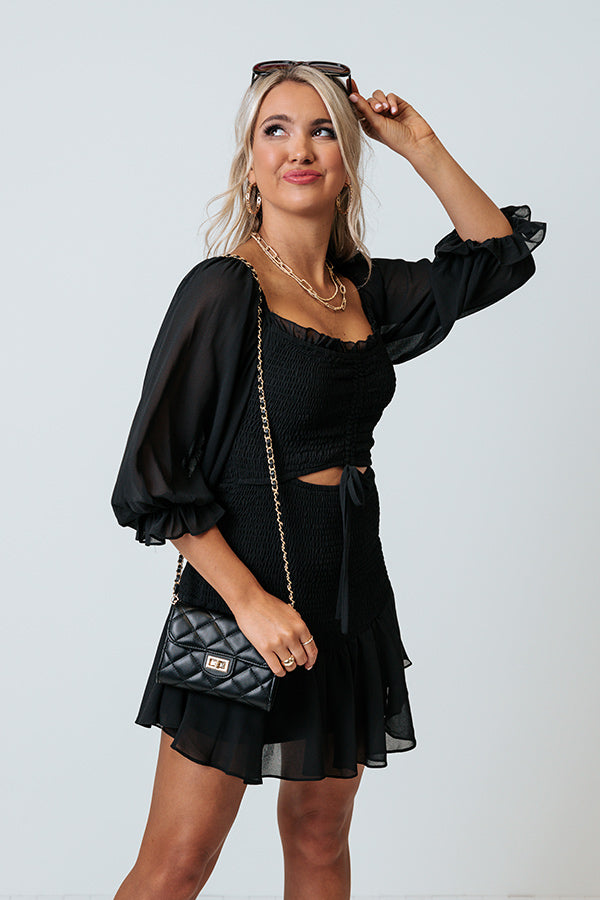 Just In Love Smocked Dress In Black