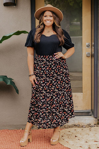 Poised In Paris Floral Skirt In Black Curves Impressions Online Boutique
