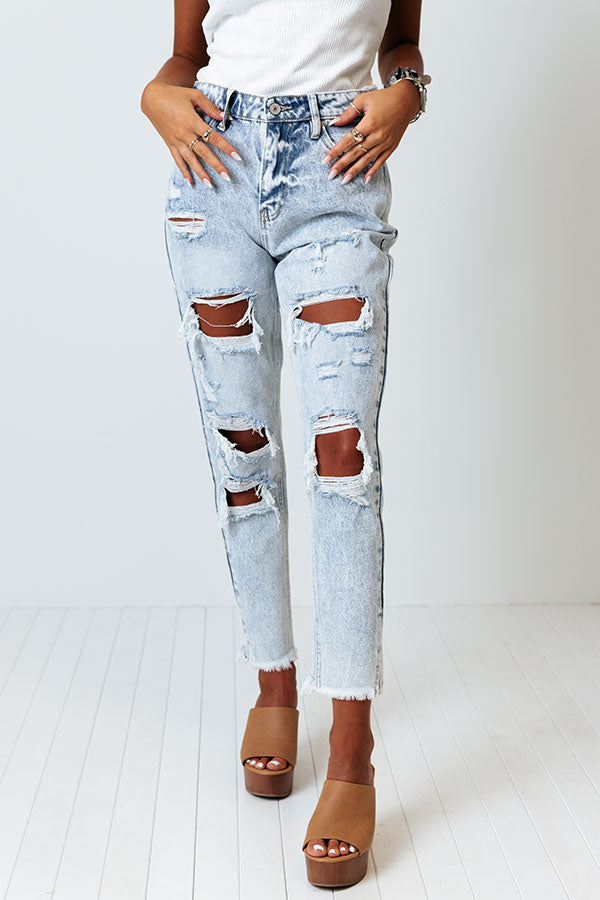 The Declan High Waist Acid Wash Relaxed Skinny In Light Wash ...