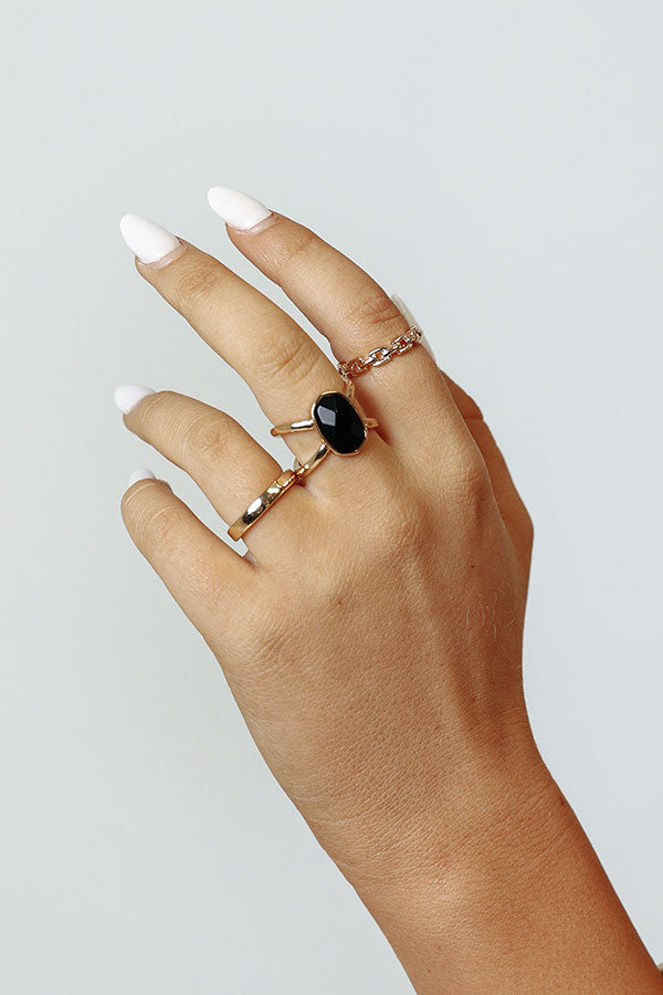 Sweet Daybreak Ring Set In Black