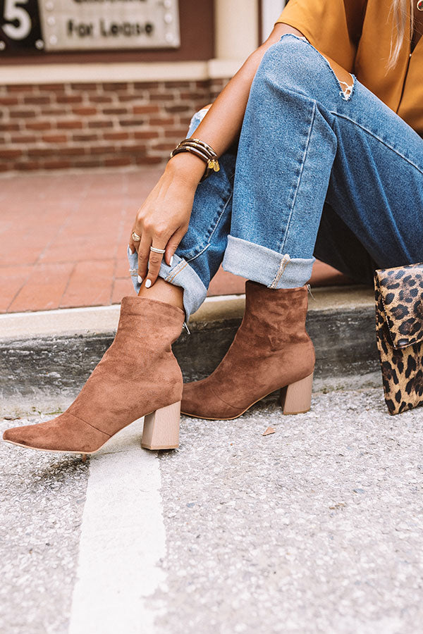 The Winette Faux Suede Ankle Boot In Chocolate