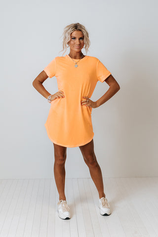 New T-Shirt Dress In Neon Orange • Impressions Online Boutique