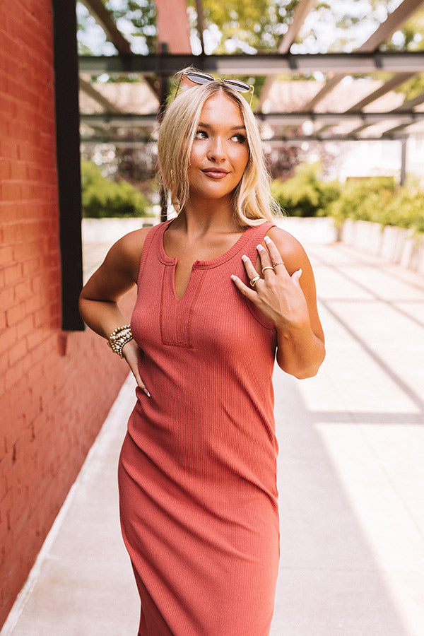 Sonoma Weekend Ribbed Midi in Aurora Red • Impressions Online Boutique