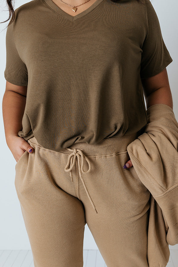 Back To My Roots Tee in Olive Curves