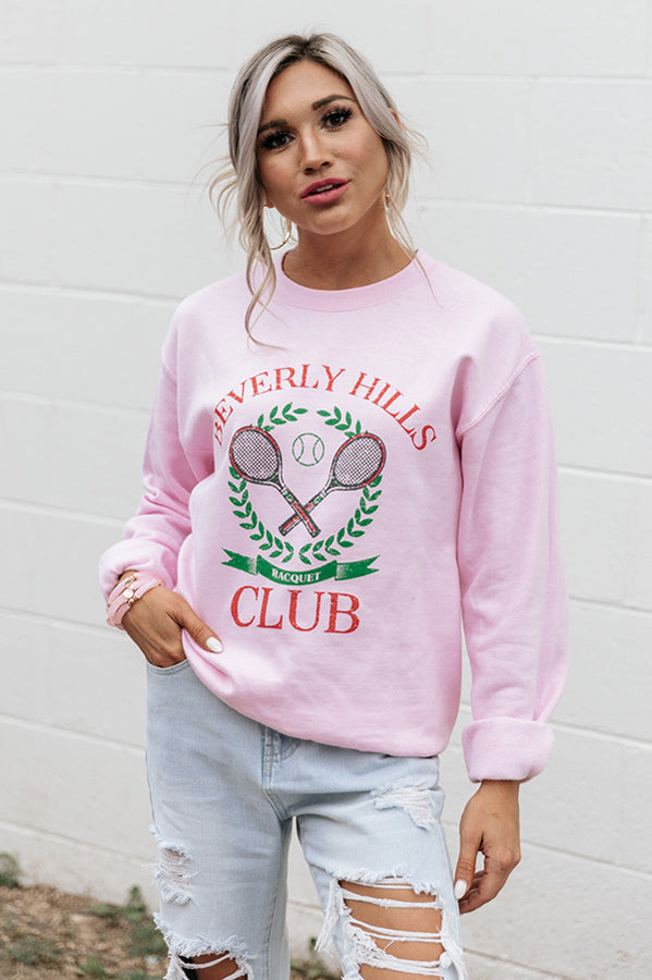 Beverly Hills Racquet Club Sweatshirt In Pink • Impressions Online Boutique