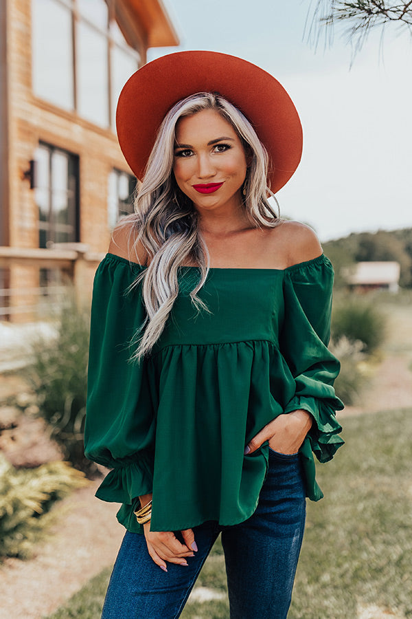 Lipstick And Lattes Top In Hunter Green • Impressions Online Boutique