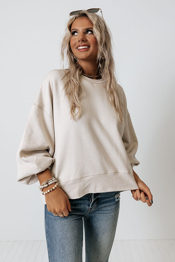 Lovely Chill Sweatshirt In Light Birch • Impressions Online Boutique