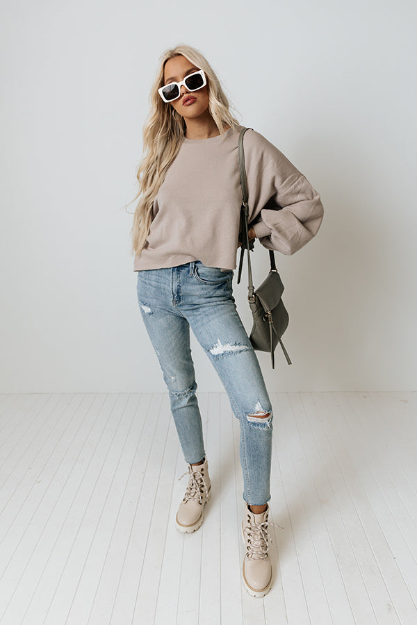 Such A Delight Sweatshirt In Taupe • Impressions Online Boutique