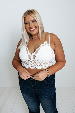 Plus size ivory high neck lace bralette – All About You Boutique