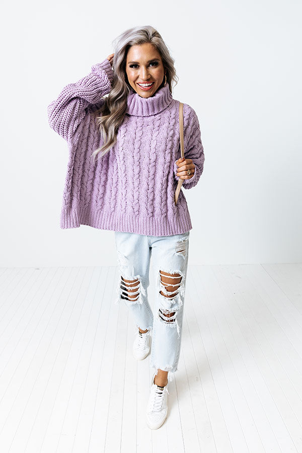 Cute To Be Cool Cable Knit Sweater In Lavender • Impressions Online ...