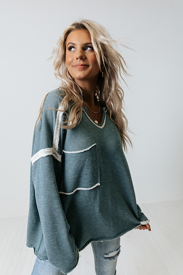 The Wine Down Sweater In Light Teal • Impressions Online Boutique