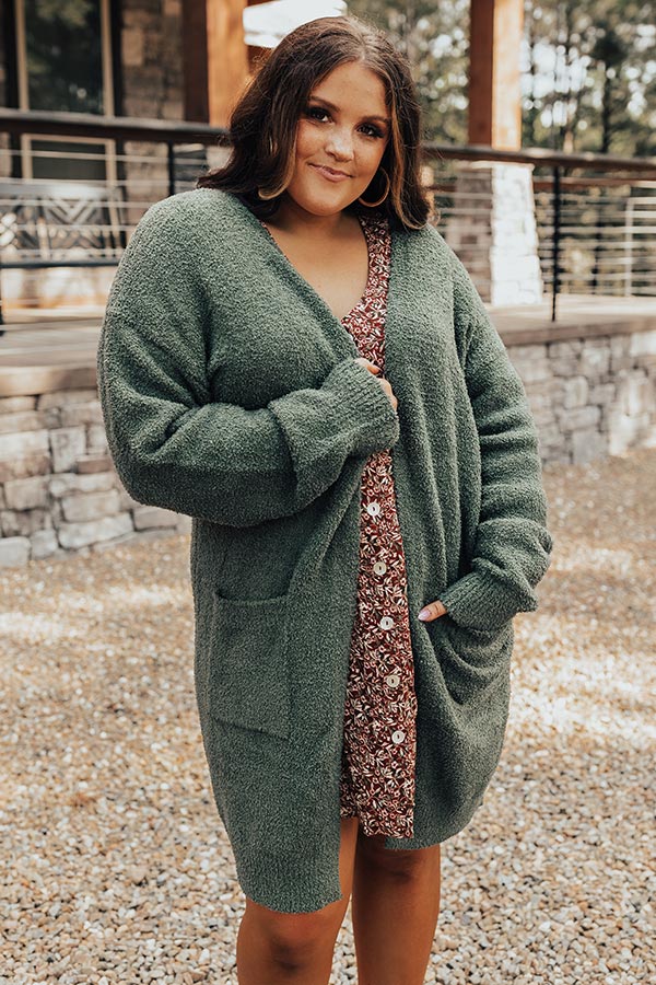 Pumpkin Spice Addict Cardigan In Olive Curves • Impressions Online Boutique