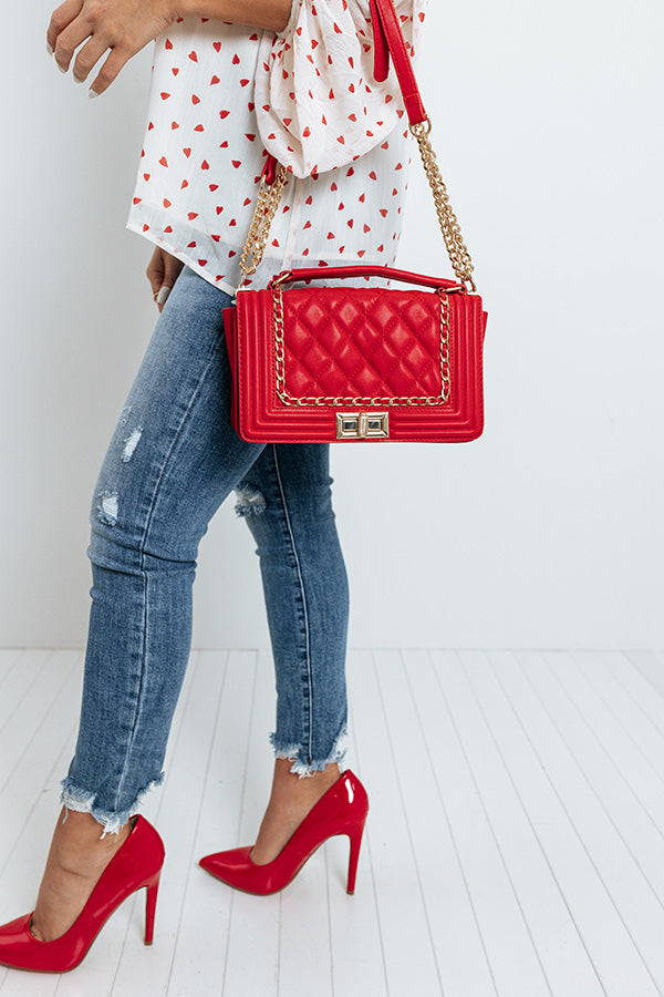 The Chain Link Leather Crossbody Red