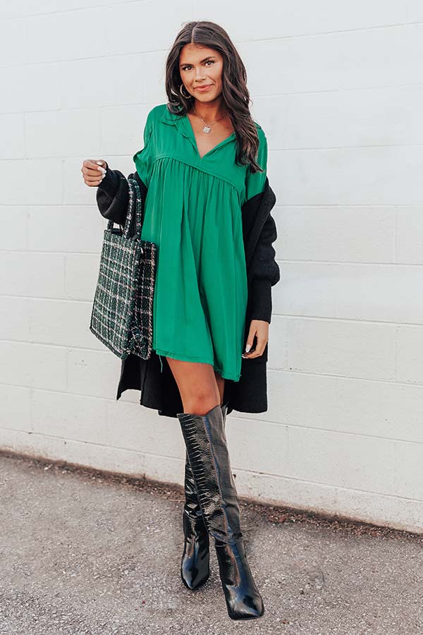 Style Code Babydoll Dress in Emerald