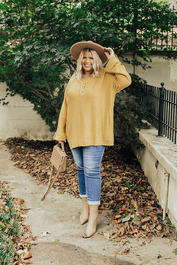 Autumn Affair Knit Sweater In Light Mustard Curves • Impressions Online ...