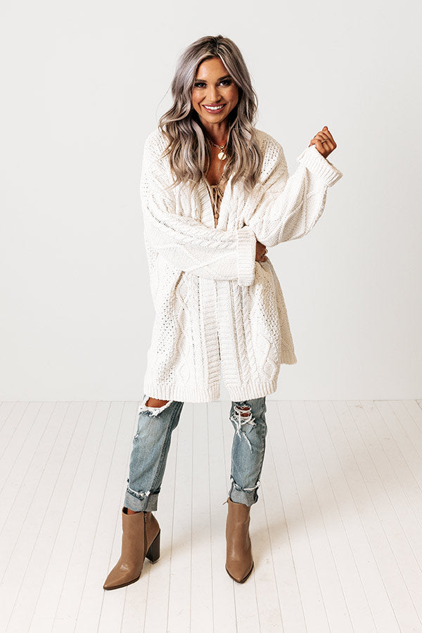 Iced Coffee Life Knit Cardigan In White