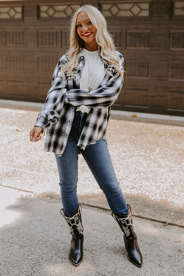 Fall Hike Flannel Top In White