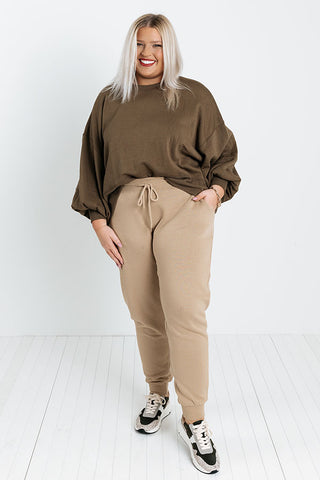 Curves Khaki Drawstring Joggers