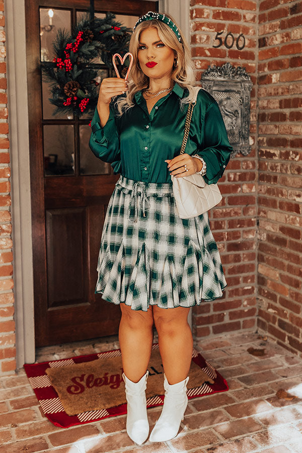 Glamorous Holiday Print High Waist Mini Skirt