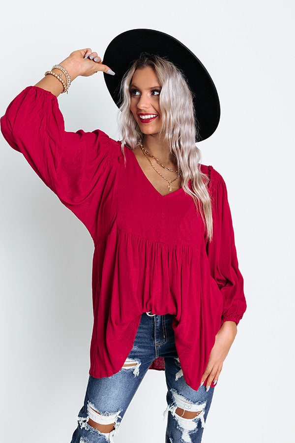Romantic Remix Babydoll Top In Wine • Impressions Online Boutique