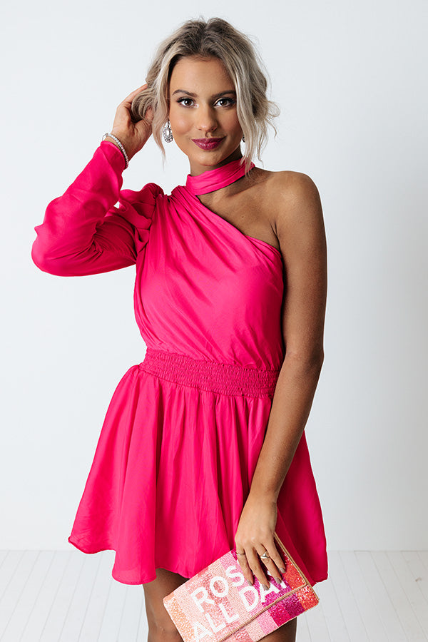 Romance Awaits One Shoulder Dress In Pink