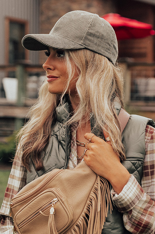 Mountainside Sips Corduroy Baseball Cap In Olive • Impressions Online  Boutique