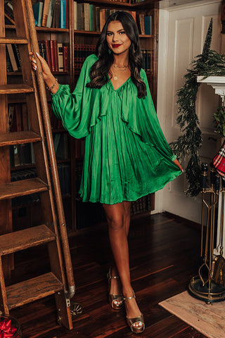 Impeccably Dressed Satin Dress In Kelly Green • Impressions Online Boutique