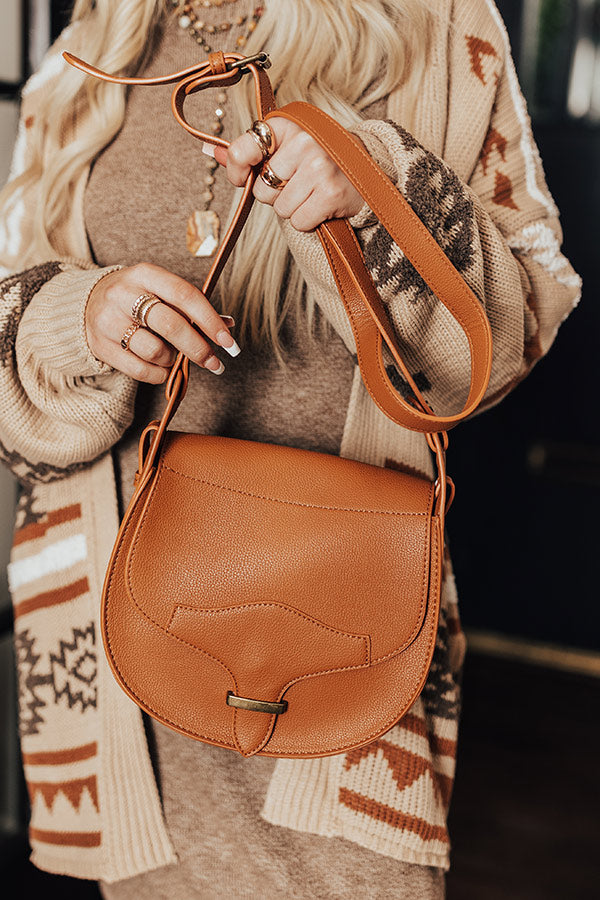 Stating Facts Faux Leather Crossbody In Camel