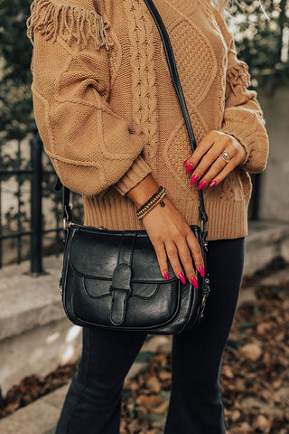 Put You First Faux Leather Crossbody In Black