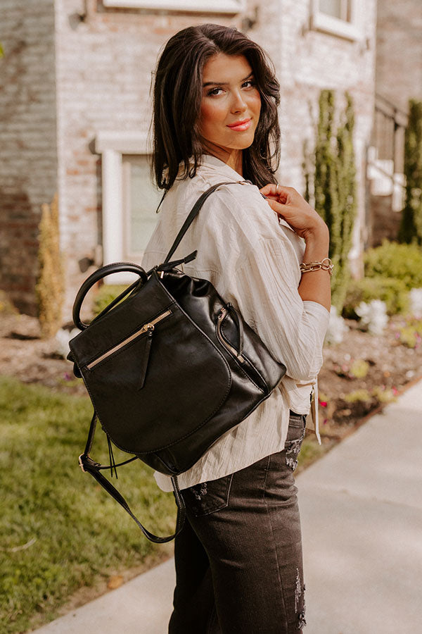 Changing Places Faux Leather Backpack In Black