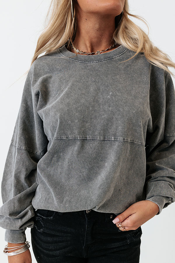 Travel Buddy Mineral Wash Sweatshirt in Charcoal • Impressions Online ...