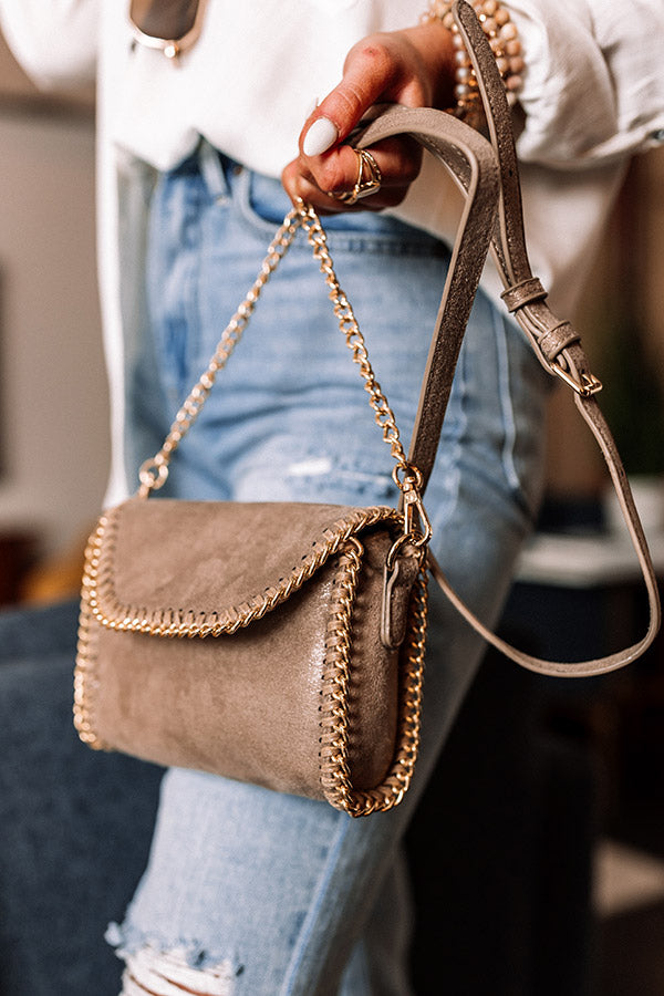 Nearly In Love Faux Suede Crossbody In Taupe