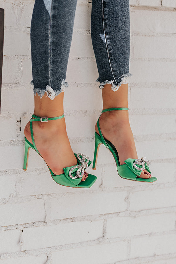 mooi Orthodox Trots The Essey Satin Heel In Emerald • Impressions Online Boutique