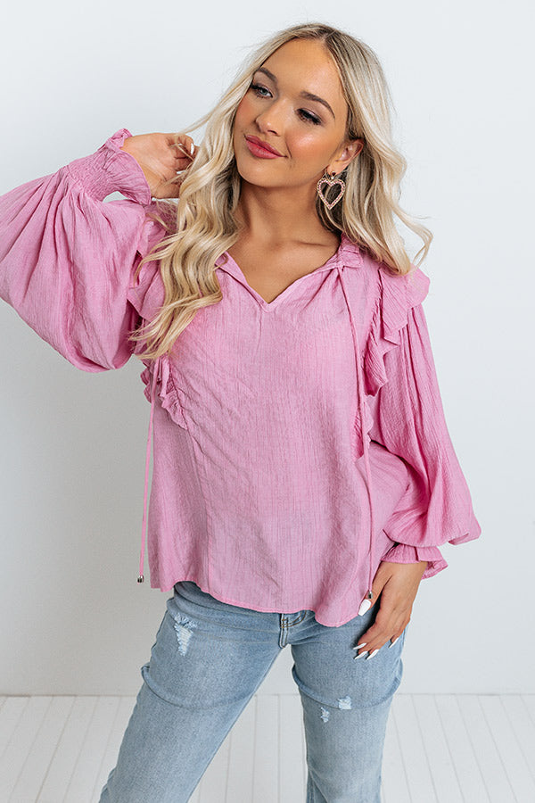 Splendid And Chic Ruffle Top In Pink • Impressions Online Boutique