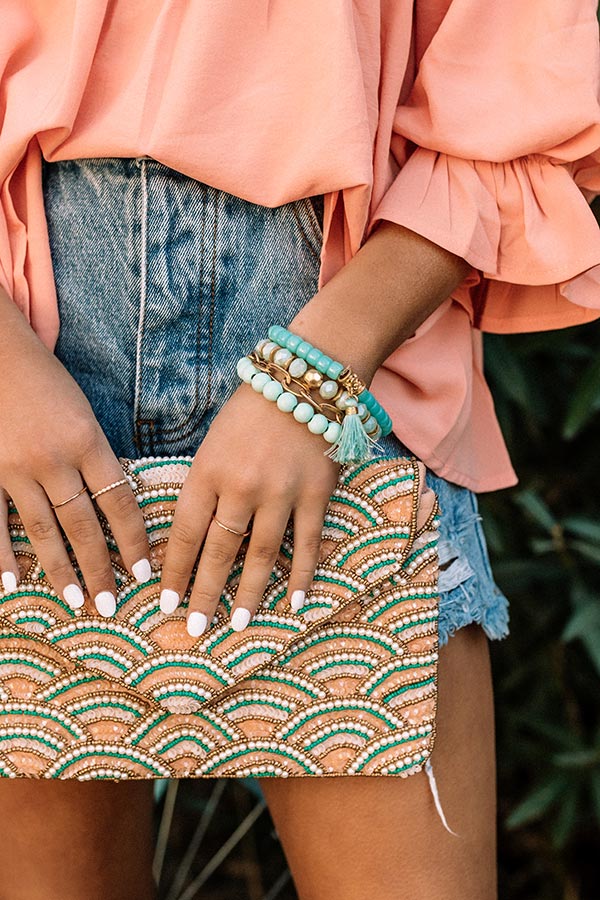 Flip The Script Bracelet Set In Aqua