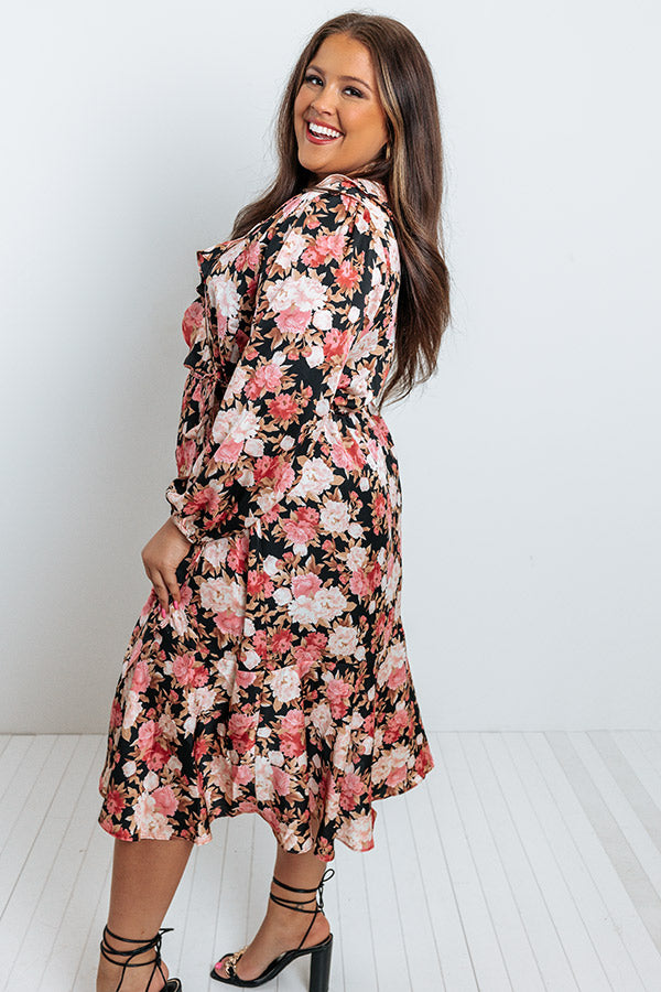 Recent Romance Floral Wrap Dress Curves • Impressions Online Boutique