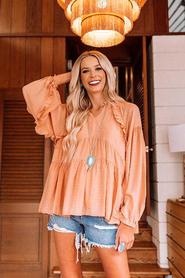 Daytona Date Night Babydoll Top In Peach