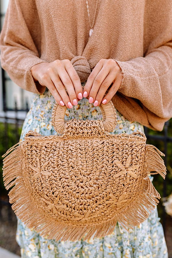 Let's Get Tropical Woven Crossbody In Tan